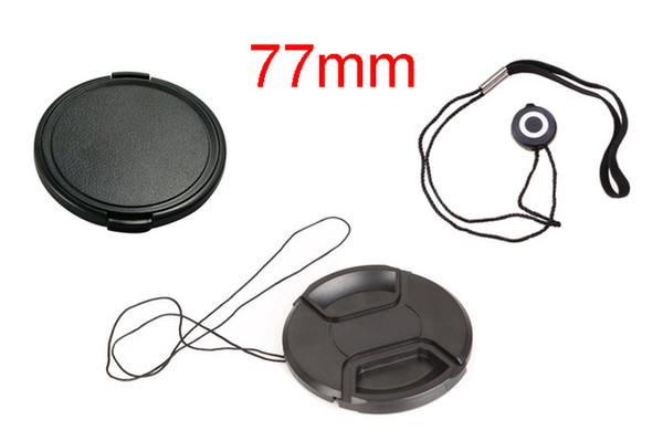 Wholesale-77mm center pinch Snap-on cap cover + 77mm Lens Front Cap cover + lens cap line for camera 77 mm Lens Free shipping