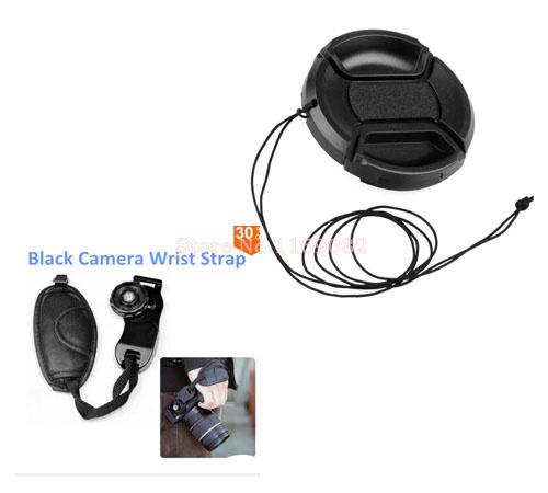 Wholesale-55mm Lens Cap Cover with Strap + Wrist Hand grip strap For Nik0n s0ny 18-70 18-55 A290 A580 A200 A450 A330 HX300 Track Number