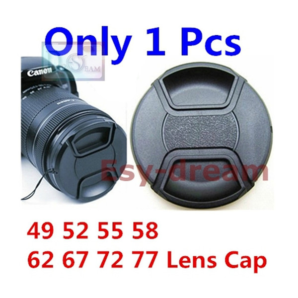 Wholesale-49mm 52mm 55mm 58mm 62mm 67mm 72mm 77mm Center Pinch Snap-on Front Lens Cap For Camera Lens Filters With String PA262