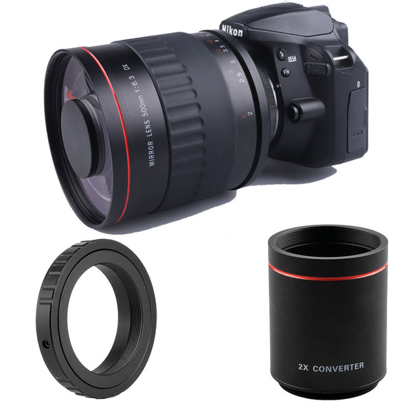 500mm F/8 Telephoto Mirror Lens + 2X Teleconverter For Nikon D850 D810 D800 D750 D700 Canon 700D 70D 60D 600D Sony Digital Camera