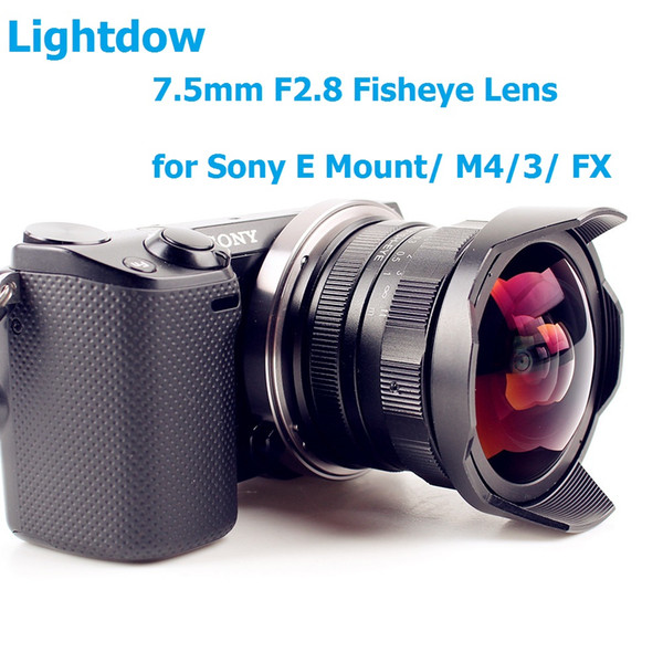 7.5mm F2.8-F22 Manual Fixed Focus Fisheye Lens for Mirrorless Cameras Sony E mount A6500 A6300 A6000/FX Molunt/M4/3 Mount