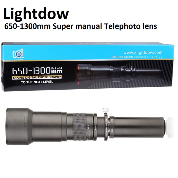 650-1300mm Camera Lens F8.0-16 Ultra Telephoto Zoom Lens with T-Mount for Nikon D7200 D7300 80D 90D D760 D850 D610 D3500 D5600 Camera