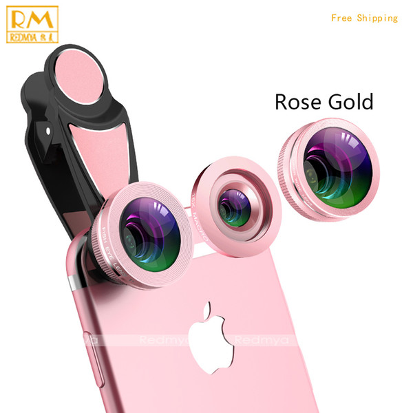 3 in 1 Phone Lens Fisheye Camera Mobile Phone Lenses 0.36X Wide Angle Universal Clip 15X Macro Lens For iPhone 6/7/8 For Samsung S5 S6 S7 S8