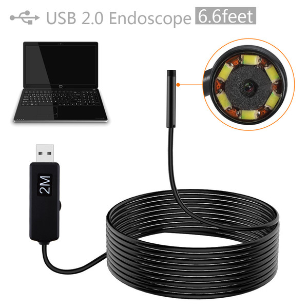 2m USB cable waterproof snake LED camera 1/6 CMOS 5.5mm Lens Super Mini USB Endoscope Camera with 6 LED Light Support Video Record EGS_079