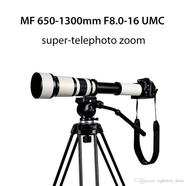 Lightdow 650-1300mm F8.0-F16 Super Telephoto Manual Zoom Lens+T2-AI for Canon EOS Rebel T7, T7i, T6, T6i, T5, T5i, SL2, 80D, 77D,70D