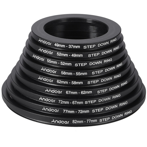 Lenses Accessories Lens Adapter Andoer 18pcs 37-49-52-55-58-62-67-72-77-82mm Step Up / Step Down Aluminum alloy Lens Filter Adapter Ring Kit