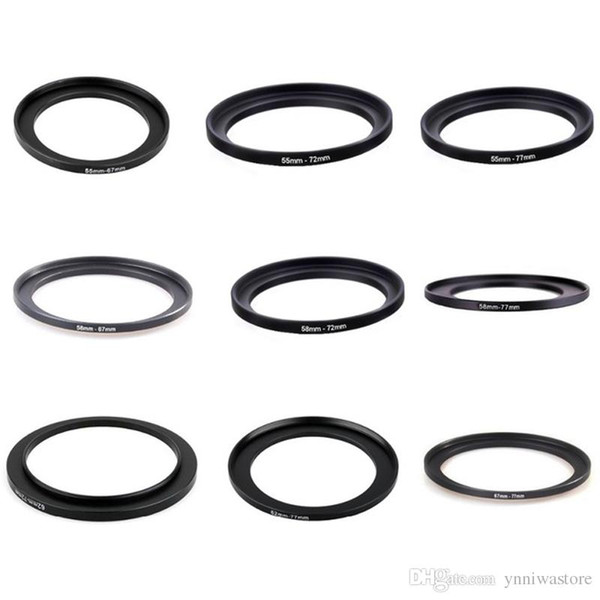 10pcs 55-67 55-72 55-77 58-67 58-72 58-77 62-72 62-77 67-77mmMetal Step Up Rings Lens Adapter Filter Set