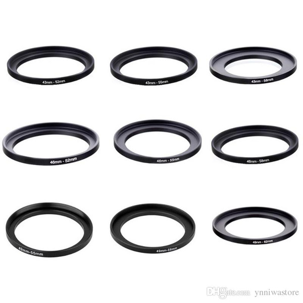 10pcs 43-52 43-55 43-58 46-52 46-55 46-58 49-55 49-58 49-62mm Metal Step Up Rings Lens Adapter Filter Set