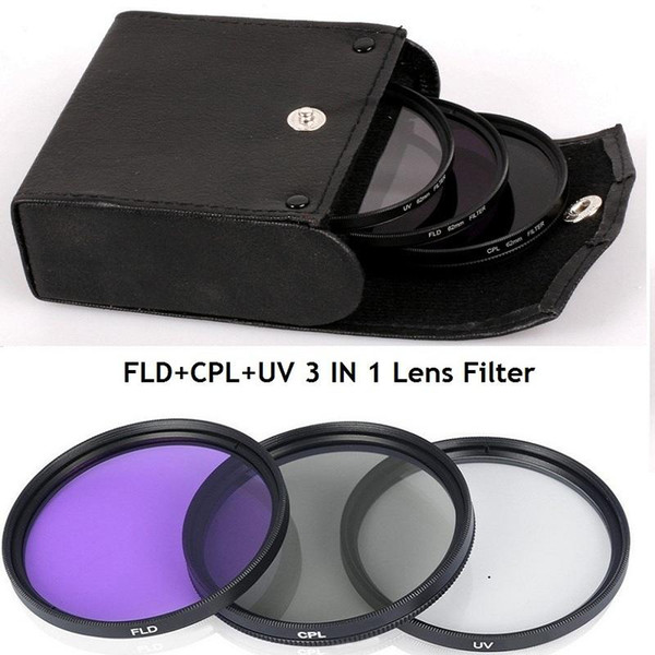 49MM 52MM 55MM 58MM 62MM 67MM 72MM 77MM UV+CPL+FLD 3 in 1 Lens Filter with Bag for Cannon Nikon Sony Pentax Camera Lens