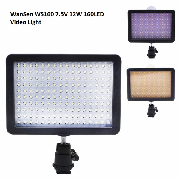 WS160 LED Video Light 7.5V 10.5W Camera Light Lamp Photography Fill Light Adjustable Brightness for Canon Nikon Sony Pentax DSLR Cameras