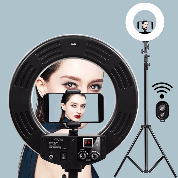 GVM Dimmable Diva LED Ring Light Photography Lighting Kit 256 LED Ring Lamp for Makeup Photography Smartphone Camera