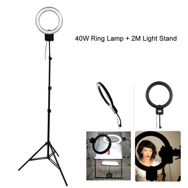 Studio 40W 5400K Daylight Fluorescent Diva Ring Lamp Light with 2M 200cm Tripod Stand fr Photography Video Photo Lighting Selfie