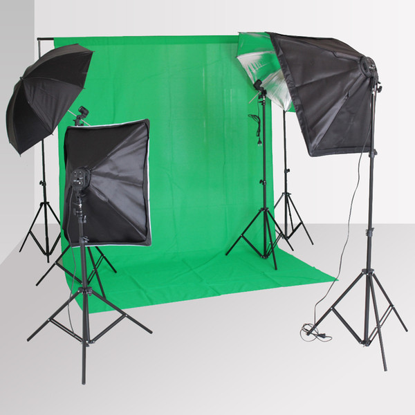 Photography Backdrop Softbox Lighting Kit with 4 Socket Holder 2M Light Stand Holder Reflective Umbrella Background Stand Cloth