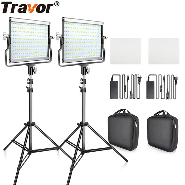 wholesale Dimmable Bi-color 2set LED Video Light Kit with U Bracket 3200K-5600K CRI96 and Bag for Studio Photography Video Shooting