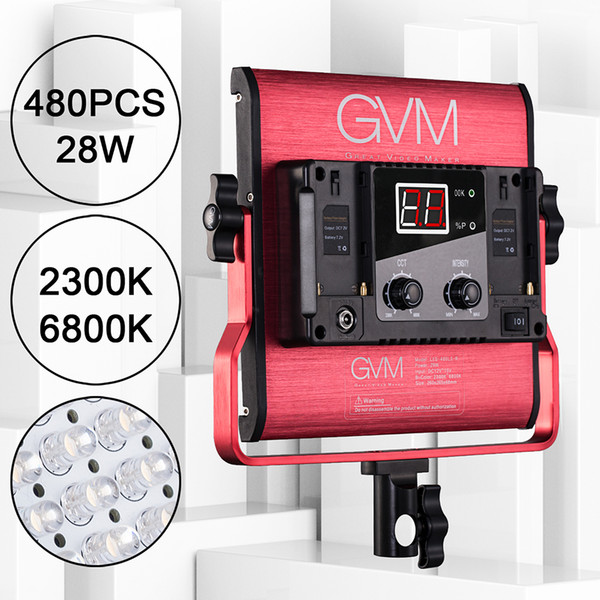 GVM 480LS 29W LED Video Panel Light 480 CRI97+ LED Beads Dimmable 2300~6800K Studio Photography Shooting Lighting