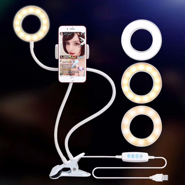 New Selfie Ring Light with Lazy Bracket For Live Stream Cell Phone Holder Clamp For Samsung HUAWEI For Mobile iphone 7 6/plus