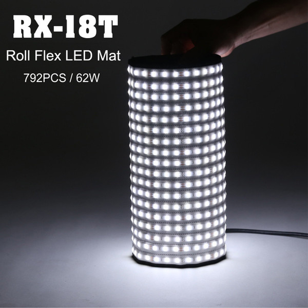 Falconeyes 62W Photo Waterproof Light Portable LED 5600K Photo Light 792pcs Flexible Roll LED Photography Lamp RX-18T