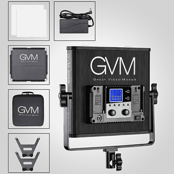 GVM 896S Led Video Light Panel with Barndoor Kit 54W Dimmable Photography Video LED Panel Light for Photo Studio Lighting