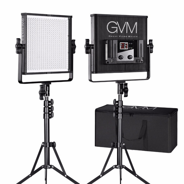 GVM Dimmable Video LED Panel Light For Photography Studio 520 Lamp Beads 3200K-5600K LED Studio Lighting with Stand Kit