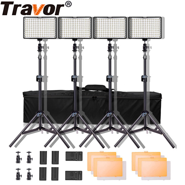 wholesale 4 In 1 Video Light Dimmable Bi-color Photography Studio Smooth Light Standing Lamps Photography Lighting Kit With Tripod