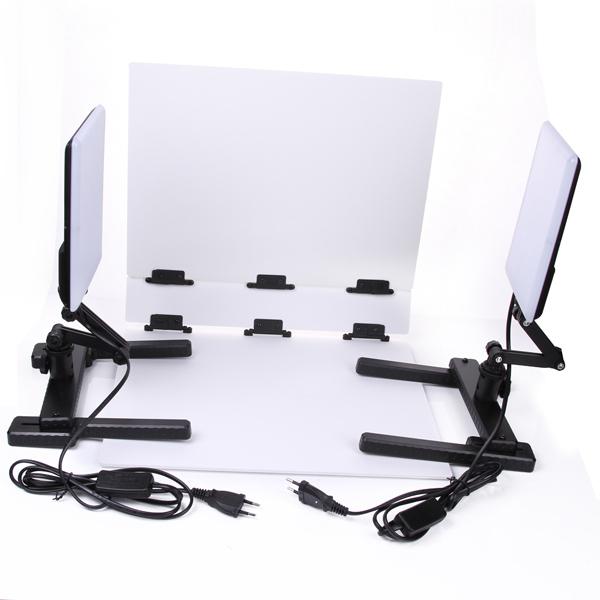 wholesale LED Photo Light Lamp CN-T96 2 Kit 220V Photographic Lighting with Mini Shooting Table & Background Paper Kit