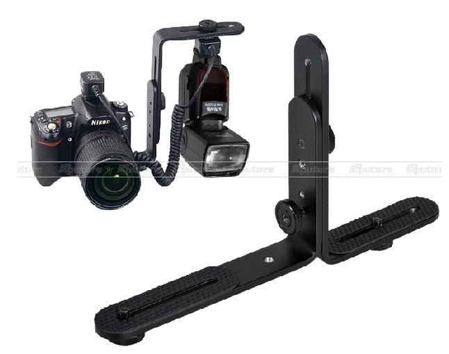 Universal Adjustable Dual L Flash Bracket for Canon Nikon Pentax Olympus Camera Flash Light Holder