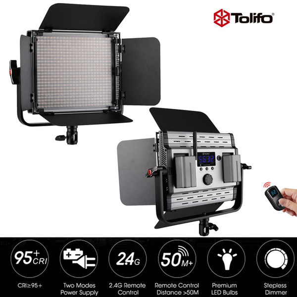 wholesale GK-600MB 2.4G Wireless Remote Control LED Video Studio Light Bi-Color & Dimmable w/Barndoor for Photography Interview