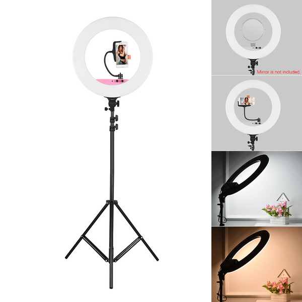 wholesale 18inch LED Video Ring Light Kit with 2m Light Stand/Phone Holder/Bag 3200K-5800K Bi-color for Photo Video Studio Lighting