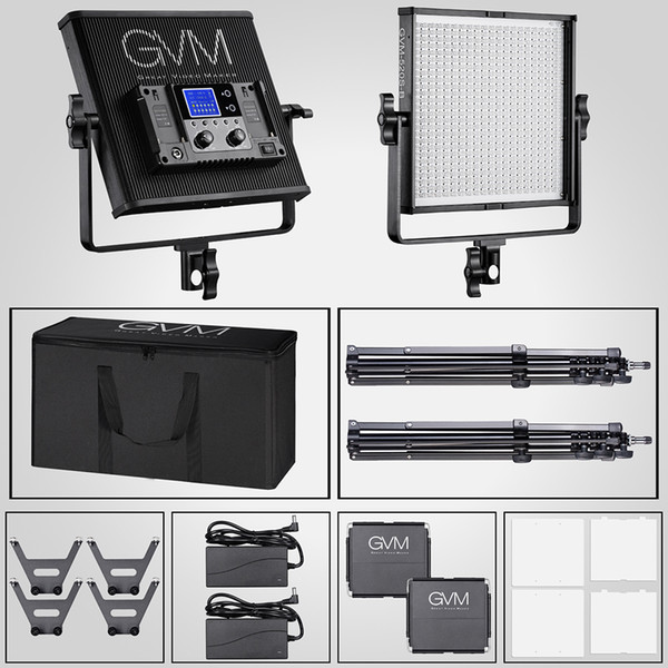 GVM Portable LED Video Light Kit With Stand LCD Display CRI97 520 Lamp Beads Panel Light for Studio Outdoor Photography Lighting