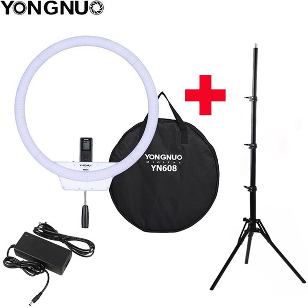 wholesale YN608 Selfie Ring Light 3200K~5500K Bi-Color Temperature Wireless Remote LED Video Light CRI>95 with Handle Grip Tripod