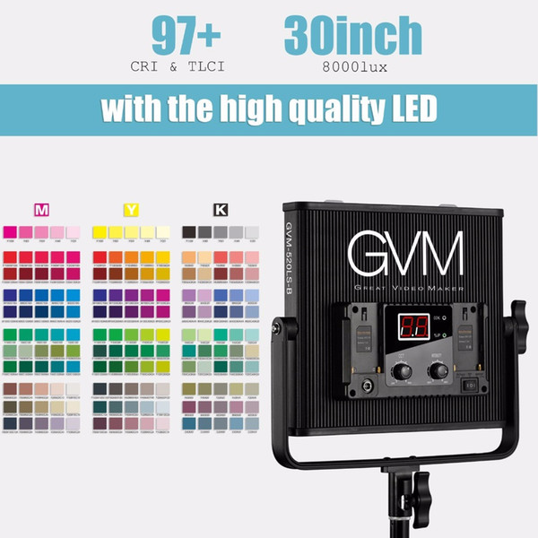 GVM Photography LED Video Light Dimmable CRI 97+ 3200-5600K 520 LED Camera Studio Lighting for YouTube Portrait Shooting