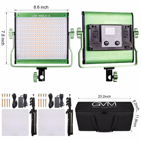 GVM 480 LED Photography Lighting Kit with Satnd Dimmable Video LED Panel CRI97 2300K-6800K Studio Lighting Set