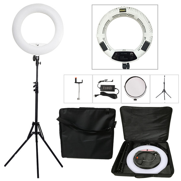 wholesale White FS-480II 5500K Bio-color Camera Photo/Studio/Phone/Video 18'' 480 LED Ring Light LED Lamp+ 2M tripod +Soft bag Kit