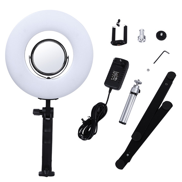 8-inch 24W 5500K Table Top Dimmable LED Ring Light with Desktop Bracket Photo Makeup Ring Light Phone Video Live Light Lamp