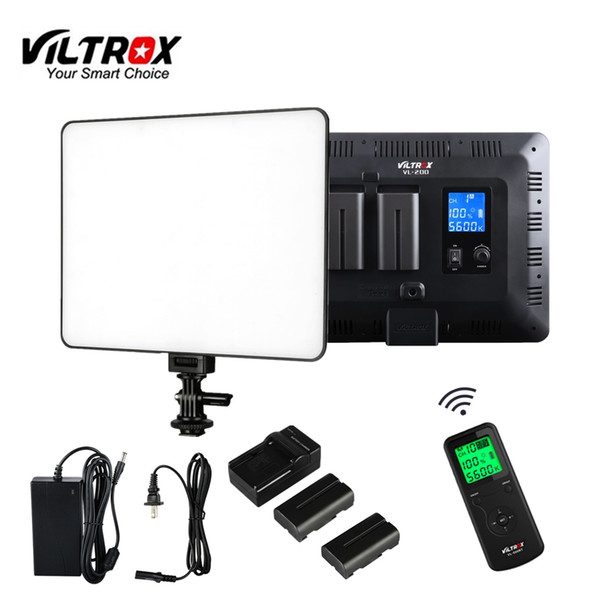 wholesale VL-200 Wireless Remote LED Video Studio Light Lamp Slim Bi-Color Dimmable +AC Adapter+battery charger for camera photo