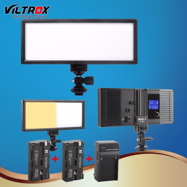 wholesale L132t LED Studio Video Light Lamp Ultra Thin Bi-Color & Dimmable Adjustable Luminance for DSLR Camera+2 Battery+Charger