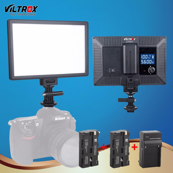 wholesale L116T LCD Lighting Studio LED Light For Video Bi-Color & Dimmable Adjustable Luminance fr DSLR Camera+2 Battery+Charger