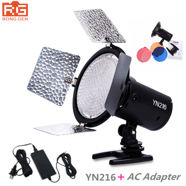 wholesale YN-216 YN216 LED Studio Video Light Photography and 4 color charts + AC adapter for Canon Nikon Sony Camcorder DSLR