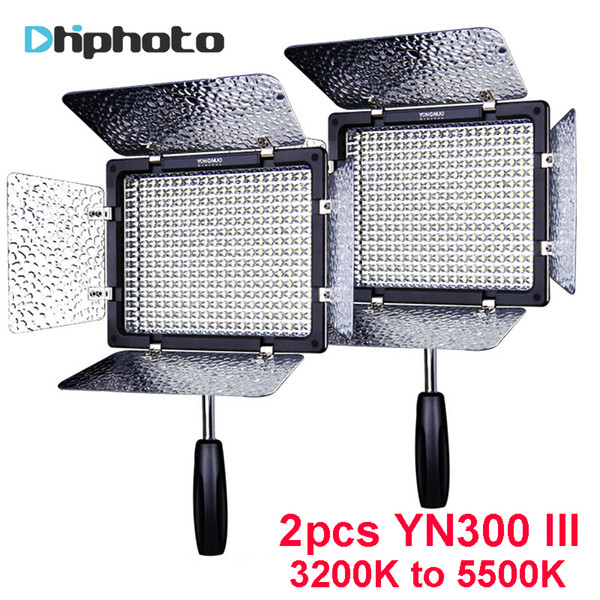 2PCS YONGNUO YN300 III YN300III YN-300 III CRI95 3200K-5500K LED Video Light with Barndoor photographic led panel lamp for DSLR