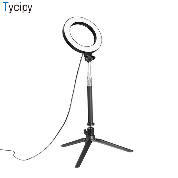 Tycipy Ring Light LED Photography Selfie Light Photo Camera Video Table Mini Lamp With Tripod USB Power Cord for Make up