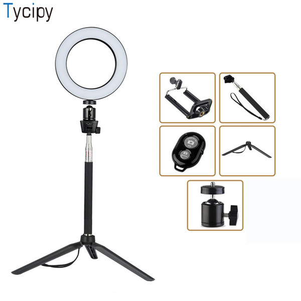 Tycipy Ring Light LED Photography Selfie Light Photo Camera Video Table Mini Tripod Selfie Stick Bluetooth Shutter USB Cor