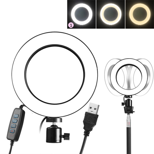 Camera Photo Studio Phone Video 14.5cm 16cm 20cm 26cm LED 3 Modes Dimmable Ring Light Phone Living Lamp With Retractable bracket Stand