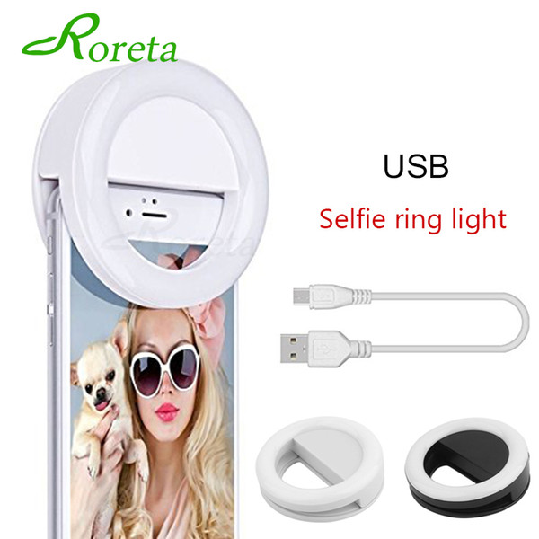 Roreta New USB Charge Selfie Portable Led Phone Photography Ring Light Enhancing Photography for iPhone Smartphone Selfie light