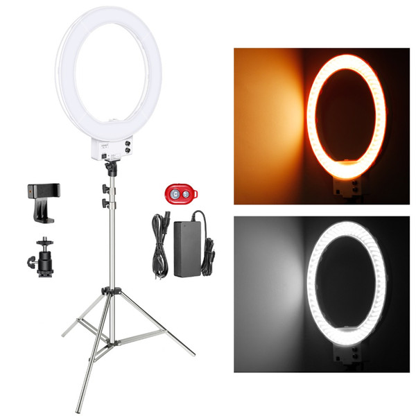 Neewer 18-inch White LED Ring Light with Silver Light Stand Lighting Kit Dimmable 50W 3200-5600K + Soft Filter+Hot Shoe Adapter