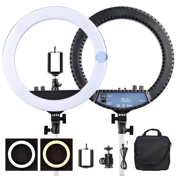 fosoto RL-12II Bi-color 3200-5500K Dimmable Photography light Studio makeup Led Ring Light Lamp For Camera Photo Studio Phone