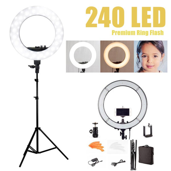 Camera Photo Studio Phone Video 55W 240PCS 18'' LED Ring Light 5500K Photography Dimmable Makeup Ring Lamp With 180CM Tripod