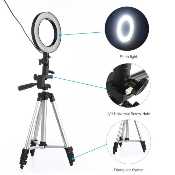 ALLOYSEED 16cm Studio Camera Ring Light Photo Phone Video Light Lamp with Tripods Selfie Stick Annular Fill Ring