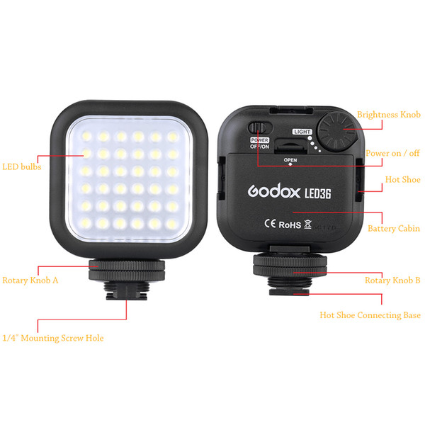 Original Godox LED36 LED Video Light 36 LED Lights Lamp Photographic Lighting 5500~6500K for DSLR Camera Camcorder mini DVR