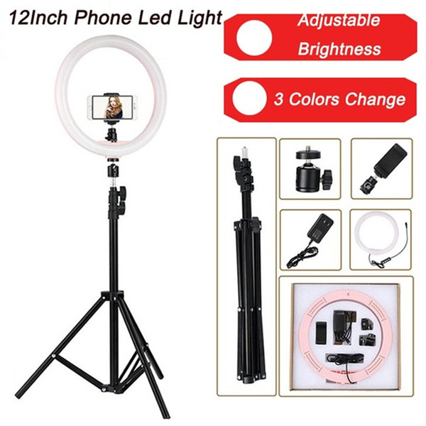 Tycipy Ring Light 24W 180 Beads Photo Dimmable Studio Camera Makeup Light Kit Phone Video Lamp with Tripod for Smartphone