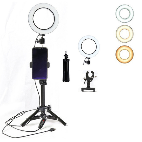 6'' 16CM Photography Dimmable LED Selfie Ring Light Youtube Video Live 3500-5500k Photo Studio Light With Phone Holder USB Plug